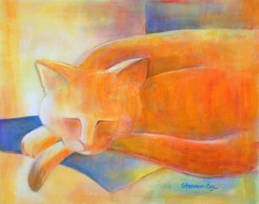 One of my cats, "Georgette" was the model for "Enjoying the Sunbeam". Georgette knew how to love a good nap, especially if her buddy "Bubba", our other cat, was in another room. Somehow, sunny spots always seem to be a cat's best place for a nap.