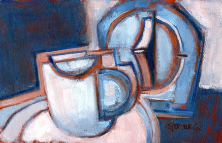 Espresso Time-R is a "spin-off" mini-series derived from my "Three Minute Egg" series. I was playing with the theme of "time" so I paired up my favorite espresso cup with the kitchen timer. This is a "just for fun" painting.