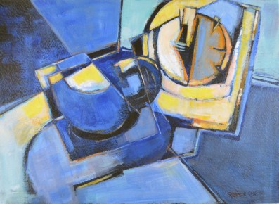 Sometimes, one just has to let go. The espresso cup and kitchen timer have such great shapes to explore. Plus, I like espresso. The alternations in lights and darks add a since of rhythm that I like. Though, come to think of it, maybe it suggests just a tad too much coffee?