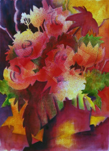 171 - Flowers and Lace, $250 (Watercolor and Acrylic, 11" x 15")
