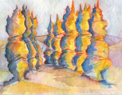 47 - Hoodoo Kings, $175 (Watercolor and Watercolor Pencil)