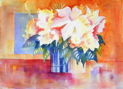 125 - Bucket of Flowers, $250 (Watercolor, 11" x 15")