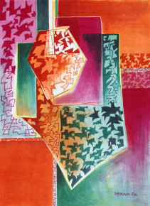 238 - Alternations  in Violet, Green and Orange, $450 (Watercolor, 10.5" x 14")