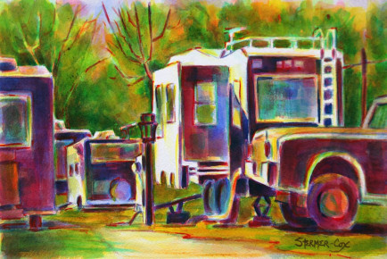 326 - Late Summer RV Park, $175 (Watercolor, 6.5" x 10")