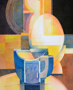 498 - Three Minute Egg #14 , Blue Espresso Cup, $450 (Watercolor 17" x 14")