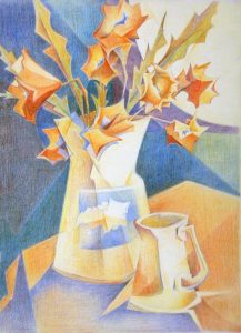 94 - Still Life with Red Poppies, $250 (Colored Pencil, 11" x 15")