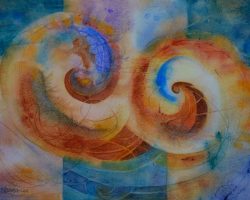 518 - Double Spiral,$350 (Watercolor, 8.25" x 11.5")