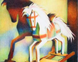 152 - Toy Rocking Horse with Big Shadow, $225 (Colored Pencil, 11" x 10")
