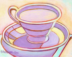 247 - Lavender Tea Cup. $175 (Acrylic, 5" x 7")