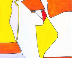 248 - KittyKitty in Orange and Yellow, $250 (Acrylic, 8" x 10")