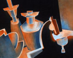 267 - Still Life with Dark Toy Pony, D11b, $650 (Mixed Watermedia, 14" x 21")