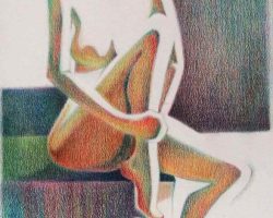 428 - Red Hat, $450 (Colored Pencil, 17" x 8")